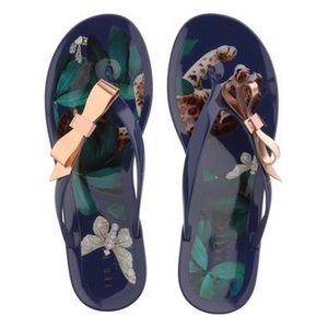 Ted Baker SUZZIP Tiger Flip Flop Bow Sandals 38